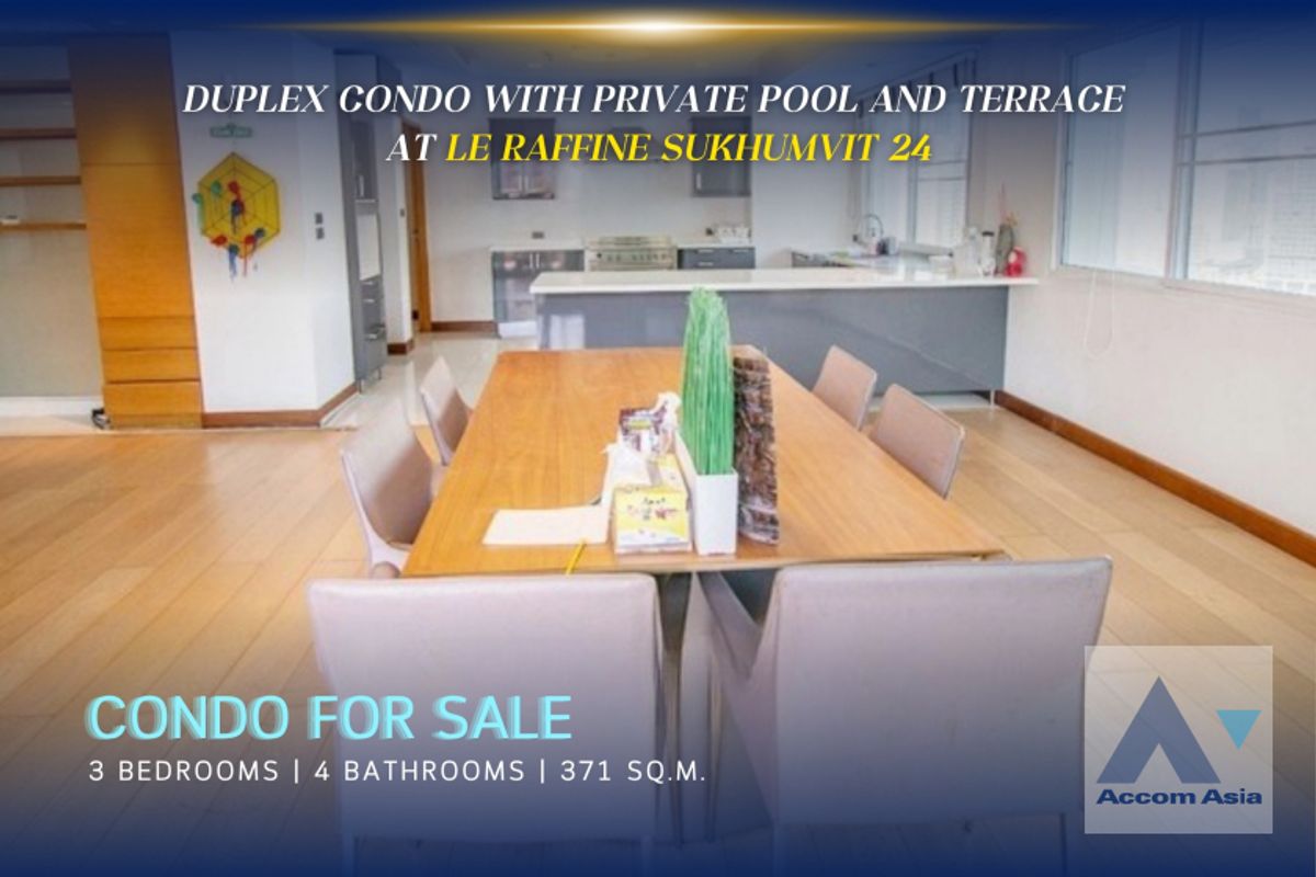 ขายคอนโดสุขุมวิท อโศก ทองหล่อ : 🔼AccomA🔽Huge Terrace, Private Swimming Pool, Duplex Condo Duplex condo with private pool and terrace at Le Raffine Sukhumvit 24 (1515776)