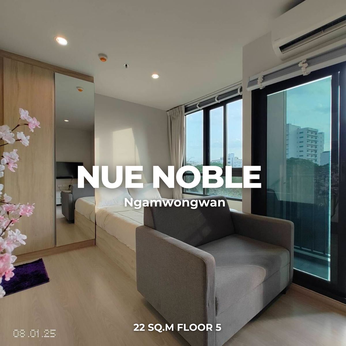 For RentCondoChaengwatana, Muangthong : 🏢 Condo for rent Nue Noble Ngamwongwan 💸 Only 9,500 baht/month. Complete decorative room.