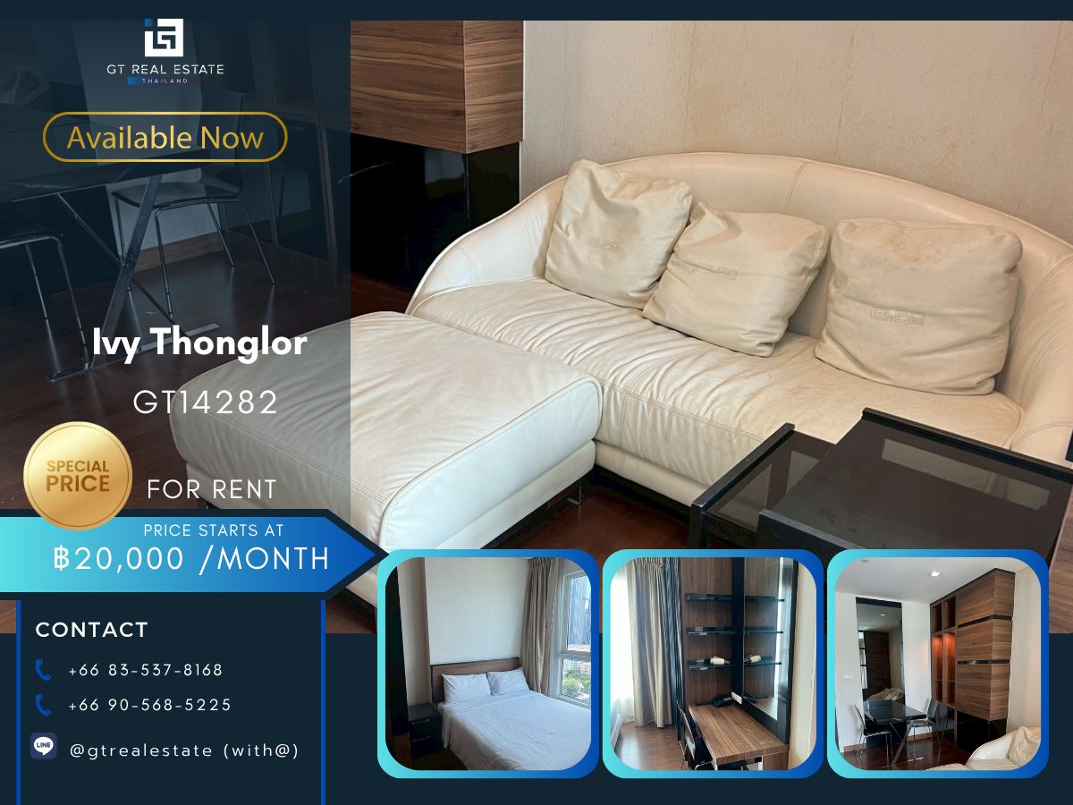 For RentCondoSukhumvit, Asoke, Thonglor : IVY Thonglor Condo is convenient to travel near the BTS Skytrain. There is a beautiful shuttle room, complete furniture ready !!