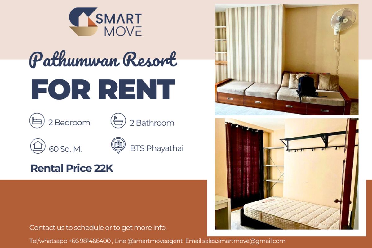 For RentCondoRatchathewi,Phayathai : 🔥 For Rent !! 🔥 Code C20240302073..........Pathumwan Resort, 2 bedroom, 2 bathroom, Good location, furnished, ready to move in 📣📣