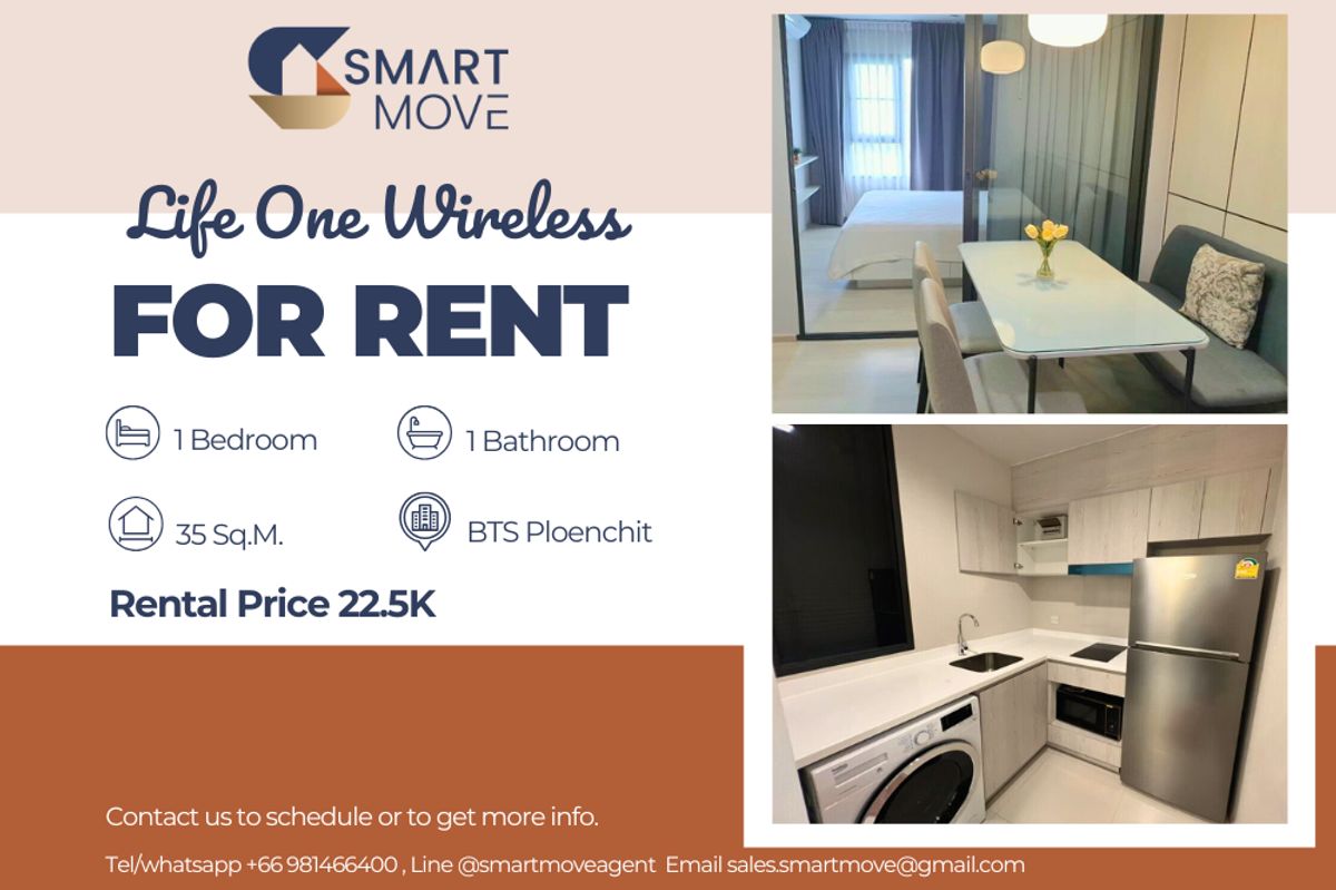 For RentCondoWitthayu, Chidlom, Langsuan, Ploenchit : 🔥 For Rent !! luxury condo !! 🔥 Code C20221209343..........Life One Wireless, 1 bedroom, 1 bathroom, high floor 13++, furnished, ready to move in 📣📣