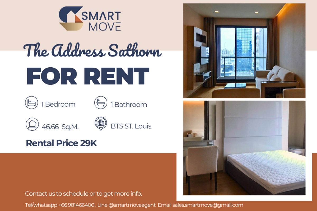 ให้เช่าคอนโดสาทร นราธิวาส : 🔥 สำหรับเช่า !! 🔥 Code C20221201465..........The Address Sathorn, 1 ห้องนอน, 1 ห้องน้ำ, ชั้นสูง 23++, ห้องทิศตะวันออก, แต่งครบ, พร้อมเข้าอยู่ 📣📣