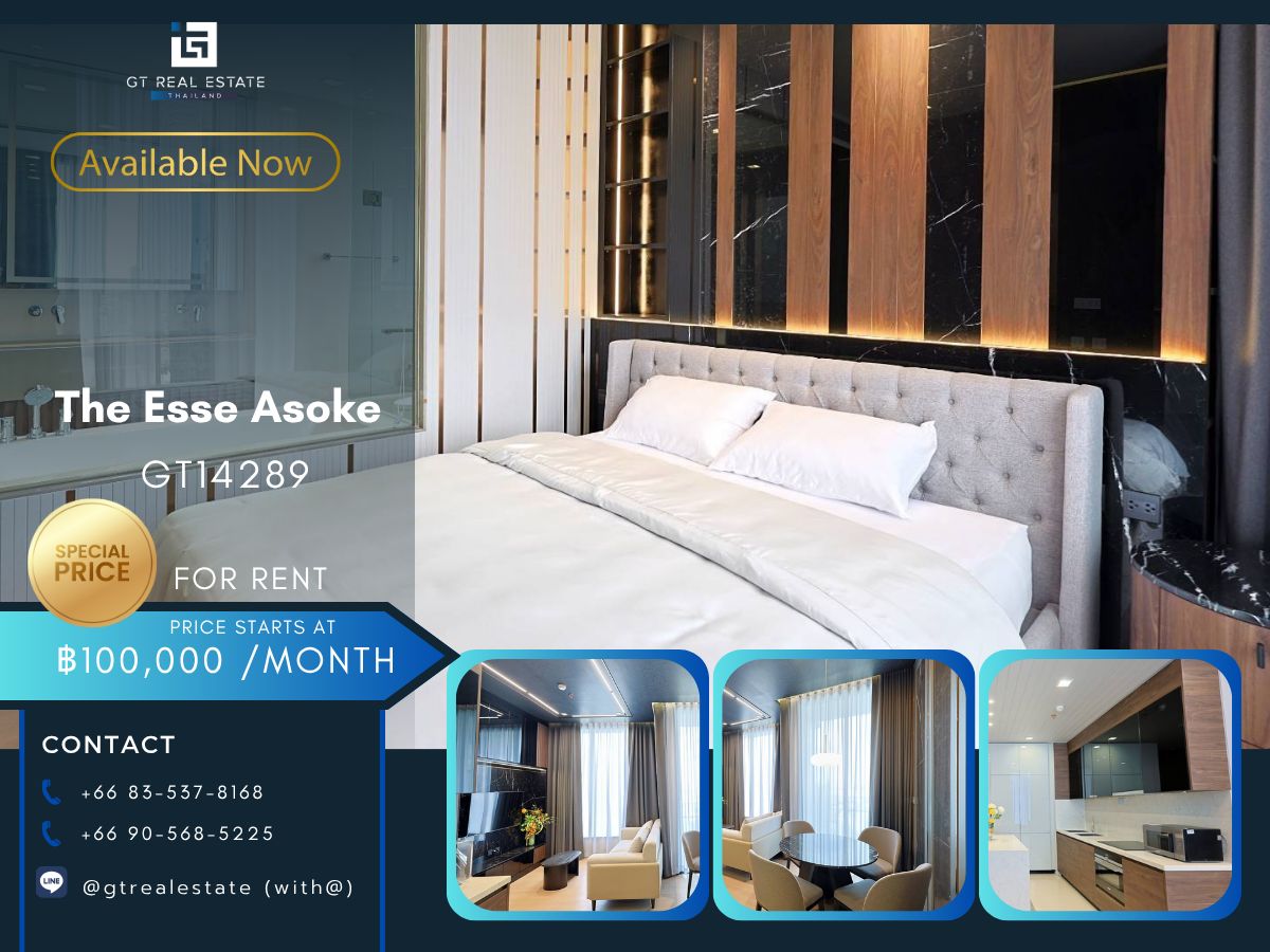 ให้เช่าคอนโดสุขุมวิท อโศก ทองหล่อ : คอนโดหรูที่ The Esse Asoke เดินทางสะดวก ใกล้รถไฟฟ้าบีทีเอส มีรถรับส่ง ห้องสวย เฟอร์นิเจอร์ครบ พร้อมอยู่ทันที