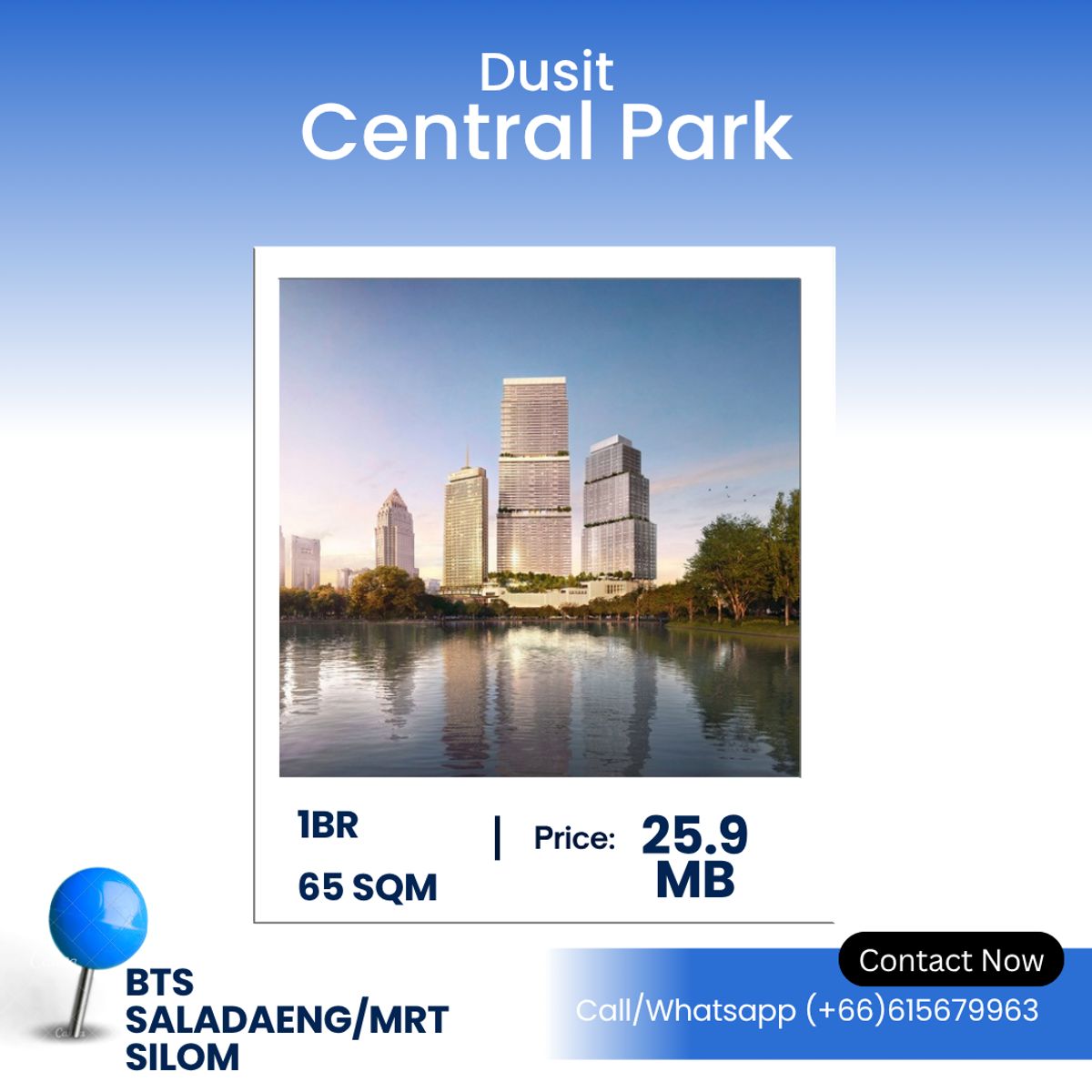 ขายคอนโดสีลม ศาลาแดง บางรัก : Ultra-Luxury 1 Bedroom Residence at Dusit Central Park (Parkside) Prestigious Living Overlooking Lumpini Park in Bangkok’s Most Iconic CBD Location