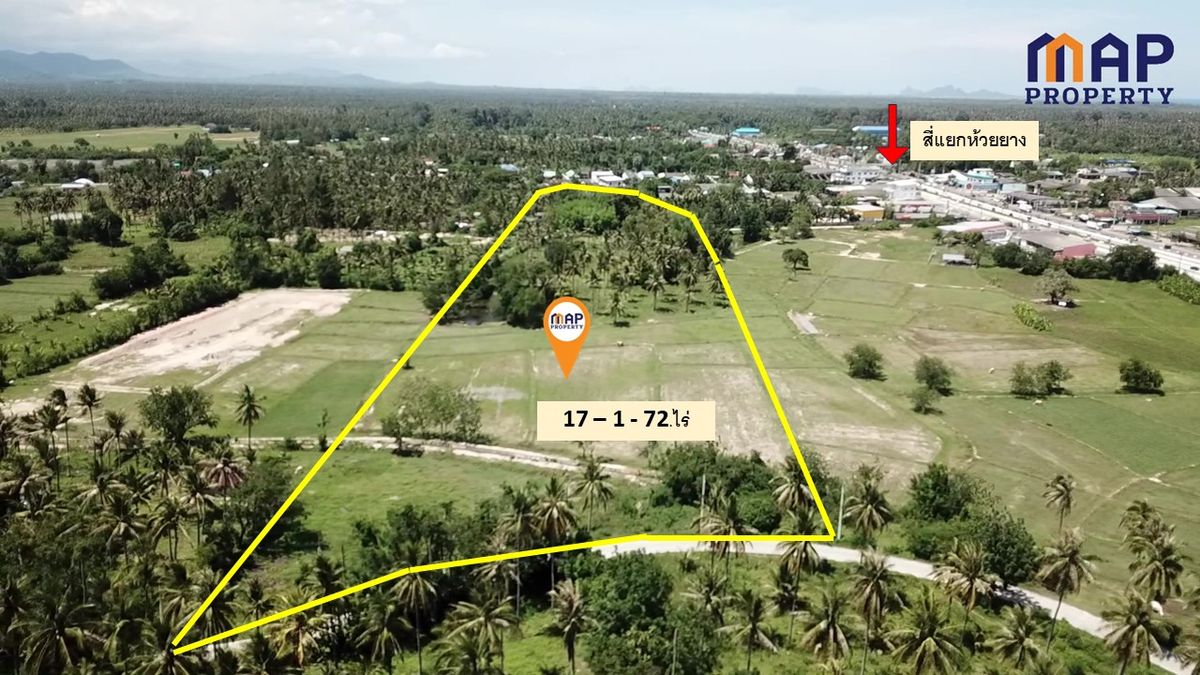 For SaleLandHuahin, Prachuap Khiri Khan, Pran Buri : Land for sale near Huai Yang intersection, 17 rai 1 ngan, 260 m into t