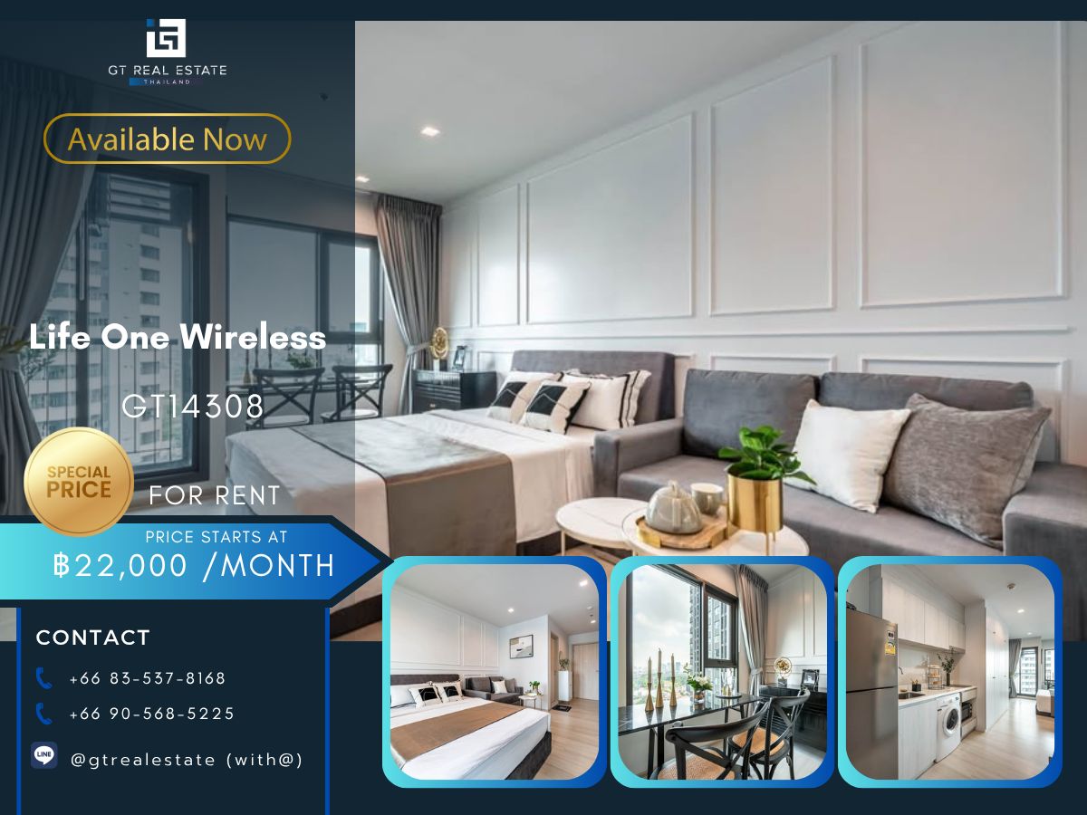 For RentCondoWitthayu, Chidlom, Langsuan, Ploenchit : Life One Wireless Condo is convenient to travel near the BTS Skytrain. There is a beautiful room shuttle, complete furniture !!