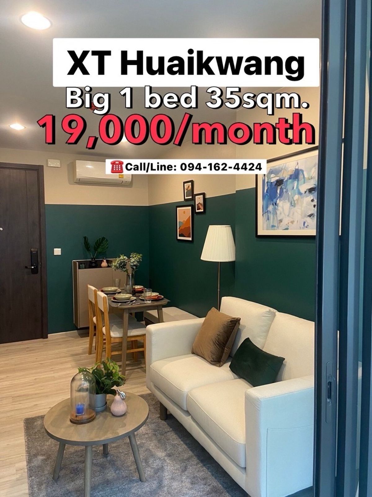 For RentCondoRatchadapisek, Huaikwang, Suttisan : XT Huaikwang ,, BIG 1 Bedroom @mrt Huaikwang 🔥19,000/Month🔥 ☎️Call/Line: 094-162-4424