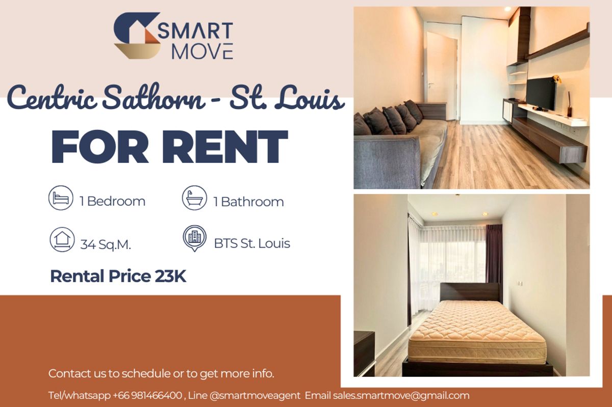 ให้เช่าคอนโดสาทร นราธิวาส : 🔥 สำหรับเช่า !! 🔥 Code C20230400062..........Centric Sathorn - St.Louis, 1 ห้องนอน, 1 ห้องน้ำ, ชั้นสูง 10++, แต่งครบ, พร้อมเข้าอยู่ 📣📣