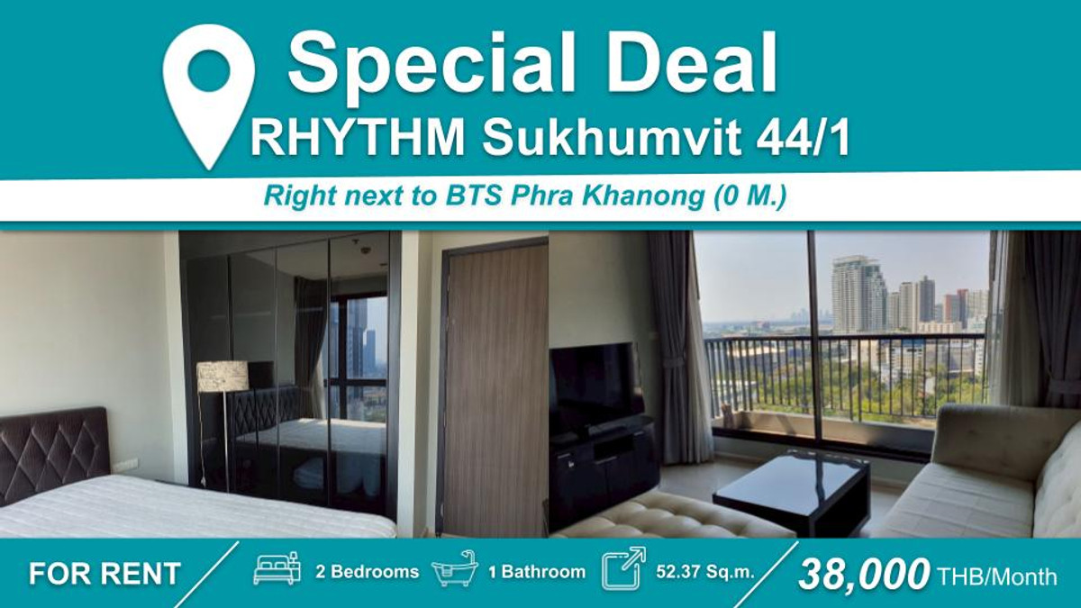 For RentCondoOnnut, Udomsuk : (For Rent) 2 Beds 1 Bath 53.37 Sqm. Fully furnished - READY TO MOVE IN