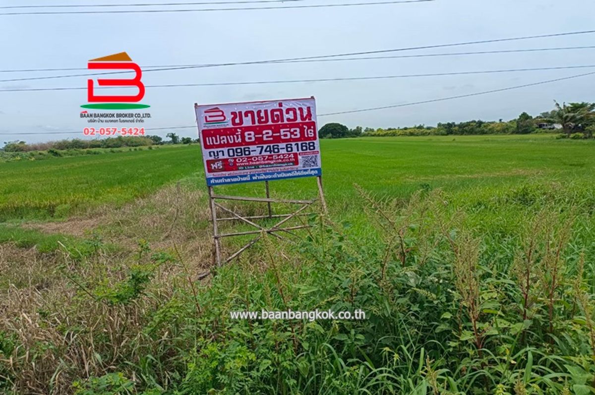 ขายที่ดินปทุมธานี รังสิต ธรรมศาสตร์ :  ที่ดินเปล่า ใกล้ตลาดอาม่า 1000 สุข เนื้อที่ 8-2-53 ไร่ ตำบลคลองเจ็ด อำเภอคลองหลวง จังหวัดปทุมธานี