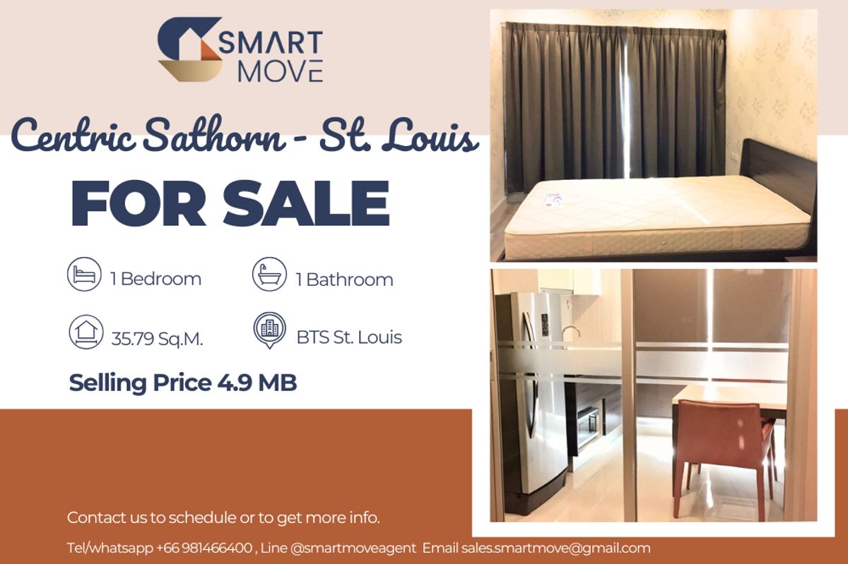 ขายคอนโดสาทร นราธิวาส : 🔥 ขายพร้อมผู้เช่า !!🔥 Code C20221200128..........Centric Sathorn - St. Louis, 1 ห้องนอน, 1 ห้องน้ำ, ชั้นสูง 15++, แต่งครบ, ราคาพิเศษ!!📣📣