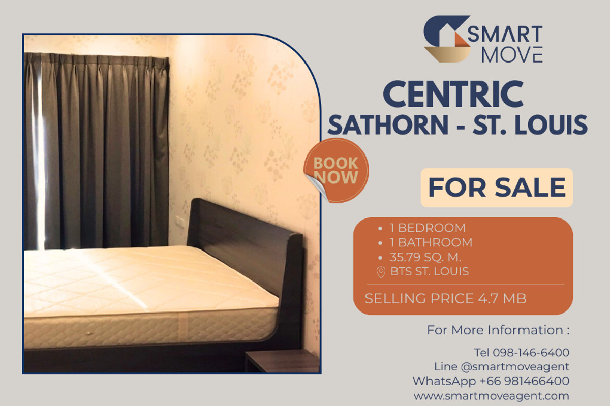 For SaleCondoSathorn, Narathiwat : 🔥 Sale with tenant !!🔥 Code C20221200128..........Centric Sathorn - St. Louis, 1 bedroom, 1 bathroom, high floor 15++, furnished, Special Deal!!📣📣