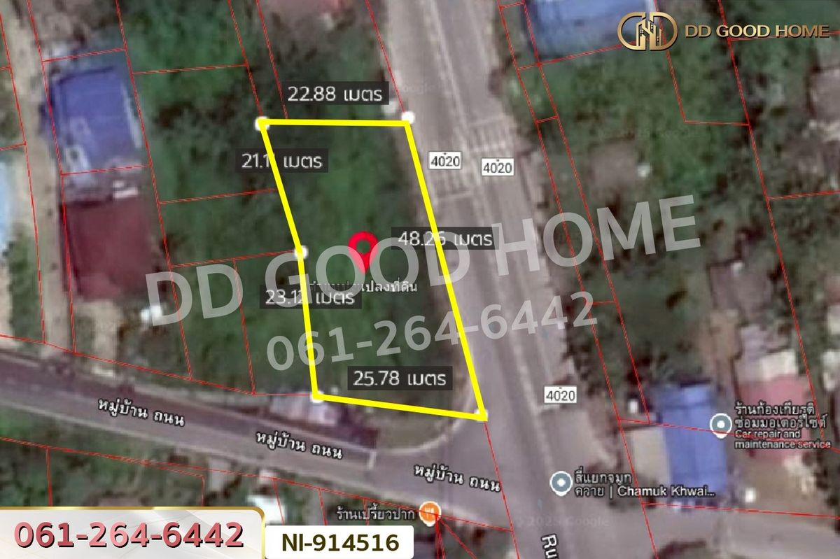 For SaleLandNakhon Si Thammarat : NI-914516 Land in Pak Phanang, 213.8 sq. wah, Chamuk Khwai Intersection, Nakhon Si Thammarat, near Pak Phanang Retro Market