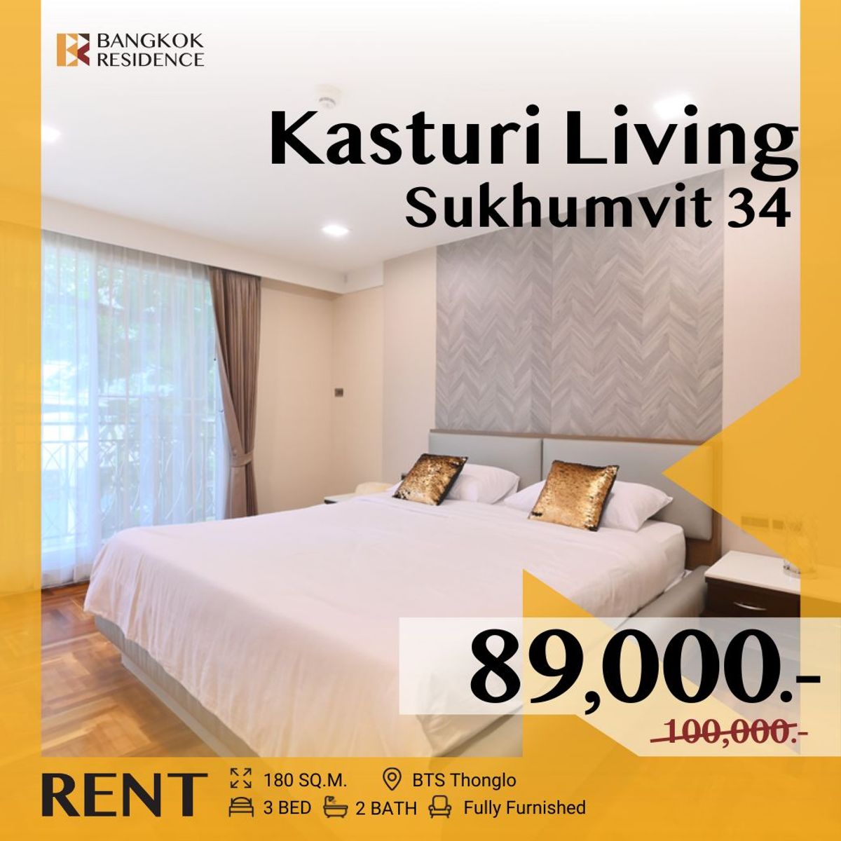 For RentSukhumvit, Asoke, Thonglor :  Kasturi Living Sukhumvit 34 🛋️ Fully furnished & facilities✨ Near BTS Thonglo 