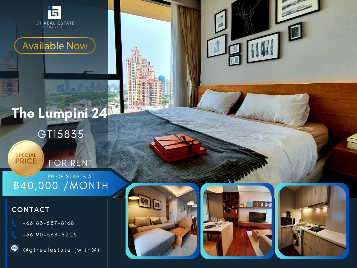 For RentCondoSukhumvit, Asoke, Thonglor : ✨ GT15835 | Condo The Lumpini 24, convenient travel, near BTS, there is a shuttle, beautiful room, fully furnished, ready to move in.