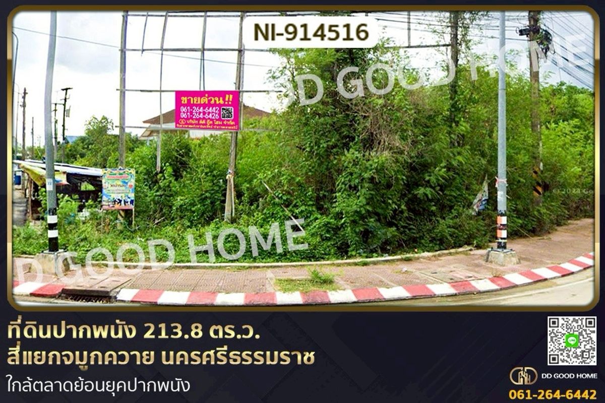 For SaleLandNakhon Si Thammarat : NI-914516 Land in Pak Phanang, 213.8 sq. wah, Chamuk Khwai Intersection, Nakhon Si Thammarat, near Pak Phanang Retro Market