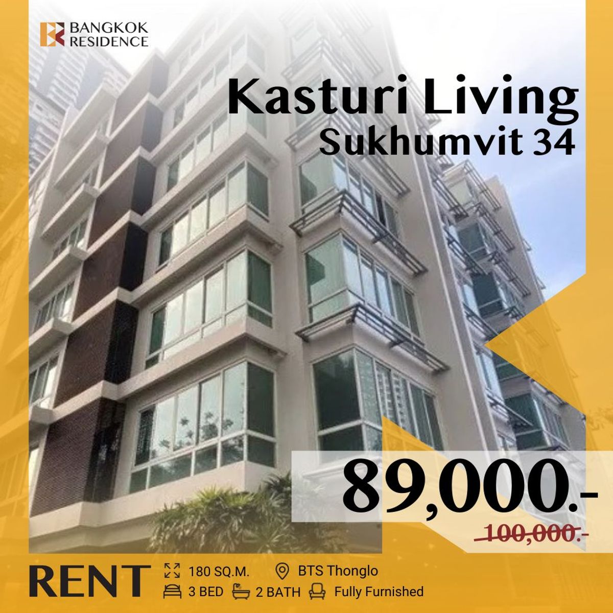 For RentSukhumvit, Asoke, Thonglor :  Kasturi Living Sukhumvit 34 🛋️ Fully furnished & facilities✨ Near BTS Thonglo 