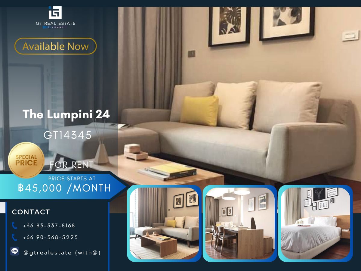 ให้เช่าคอนโดสุขุมวิท อโศก ทองหล่อ : คอนโด The Lumpini 24 เดินทางสะดวก ใกล้รถไฟฟ้าบีทีเอส มีรถรับส่ง ห้องสวย เฟอร์นิเจอร์ครบ พร้อมอยู่