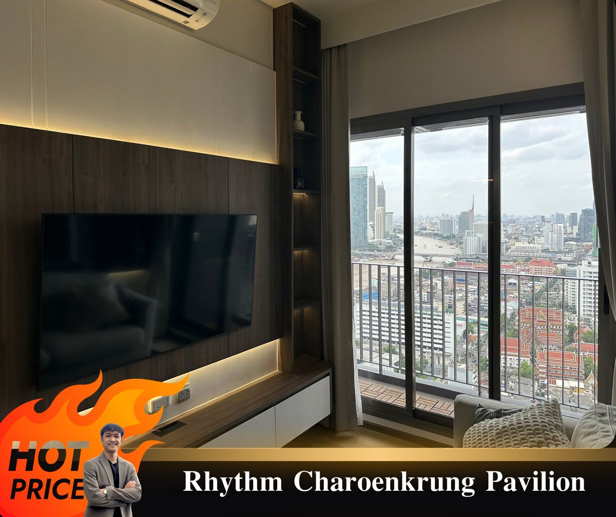 ให้เช่าคอนโดสาทร นราธิวาส : For Rent 🔥 Rhythm Charoenkrung Pavilion 🔥 Fully  Furniture  ,High floor  ,  ready to move in //Ask more info LineID:@thirdproperty 