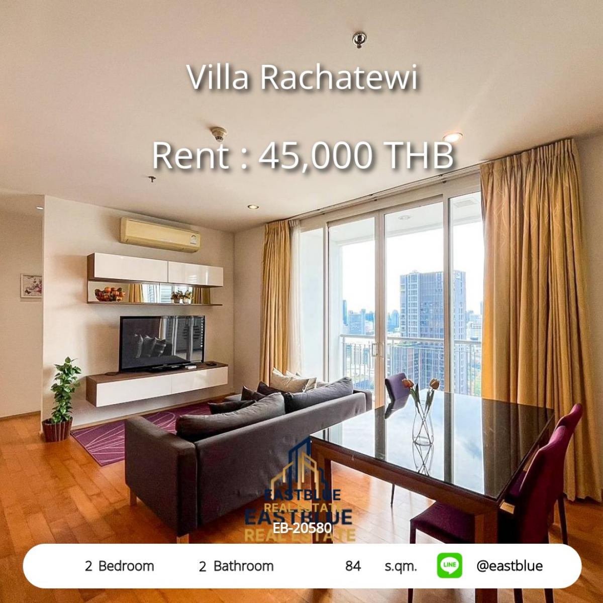 For RentCondoRatchathewi,Phayathai : Rent a condo at Villa Rachatewi, 2 bedrooms, near BTS Ratchathewi for only 45,000 THB/month!
Fully equipped and ready to move in, near Airport Link Phaya Thai!
