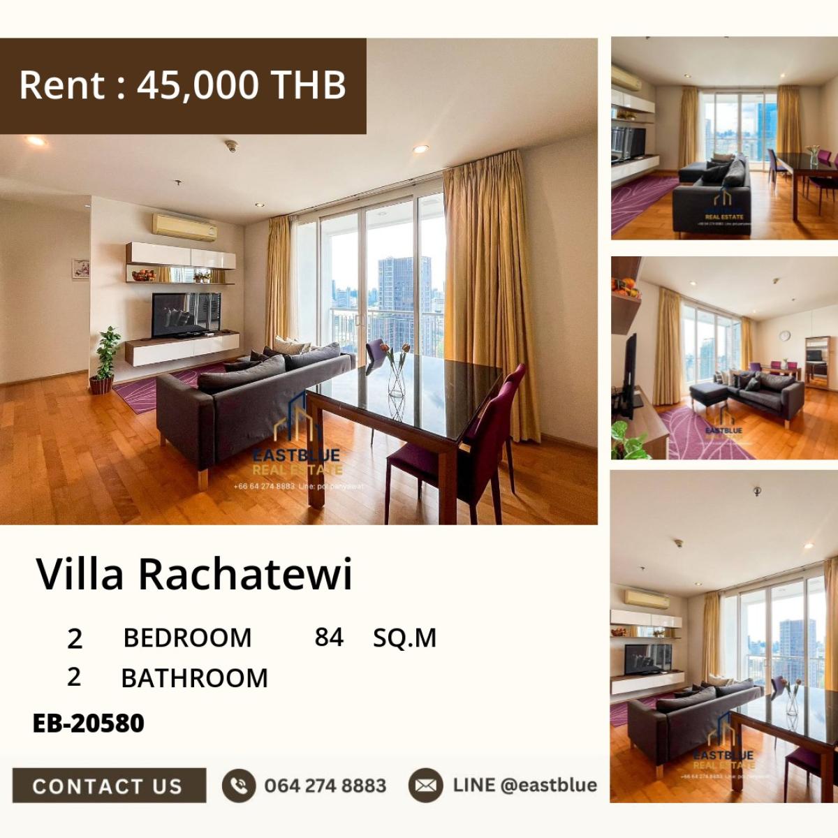ให้เช่าคอนโดราชเทวี พญาไท : 03/04/2026, เช่าคอนโด Villa Rachatewi 2 ห้องนอน ใกล้ BTS ราชเทวี เพียง 45,000 บาท/เดือน! 
ครบทุกสิ่งอำนวยความสะดวก พร้อมอยู่ ใกล้ Airport Link พญาไท! 0642748883