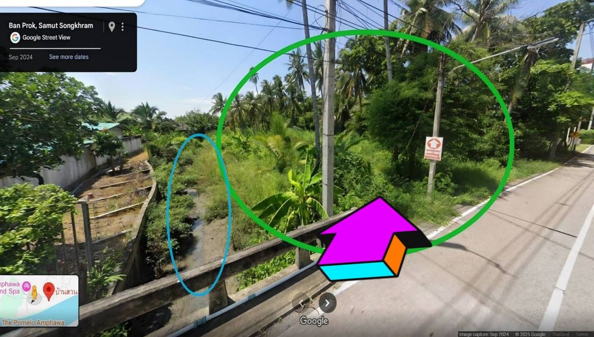 For SaleLandSamut Songkhram : 🌊🌴 Land next to the Mae Klong River, special plot! Near Bangkok only 1.5 hours. 🌴🌊