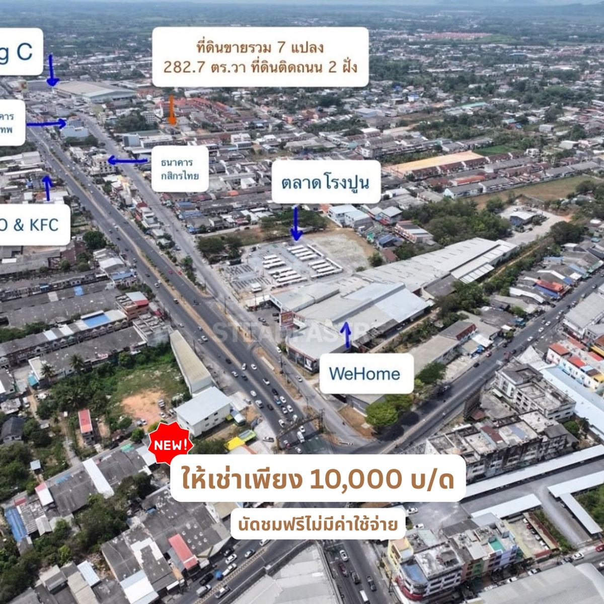 ที่ดินหาดใหญ่ สงขลา : ให้เช่าที่ดินคลองแห ติดถนนใหญ่ ใกล้บิ๊กซีคลองแห🏤🌳 💰ราคาเพียง 10,000 บาท/เดือน💰 Line @steadfastre
