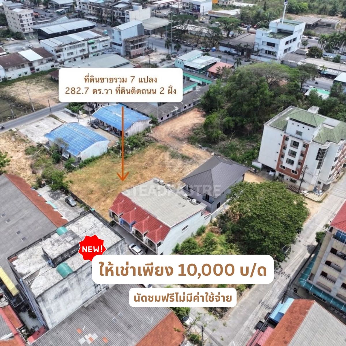ที่ดินหาดใหญ่ สงขลา : ให้เช่าที่ดินคลองแห ติดถนนใหญ่ ใกล้บิ๊กซีคลองแห🏤🌳 💰ราคาเพียง 10,000 บาท/เดือน💰 Line @steadfastre
