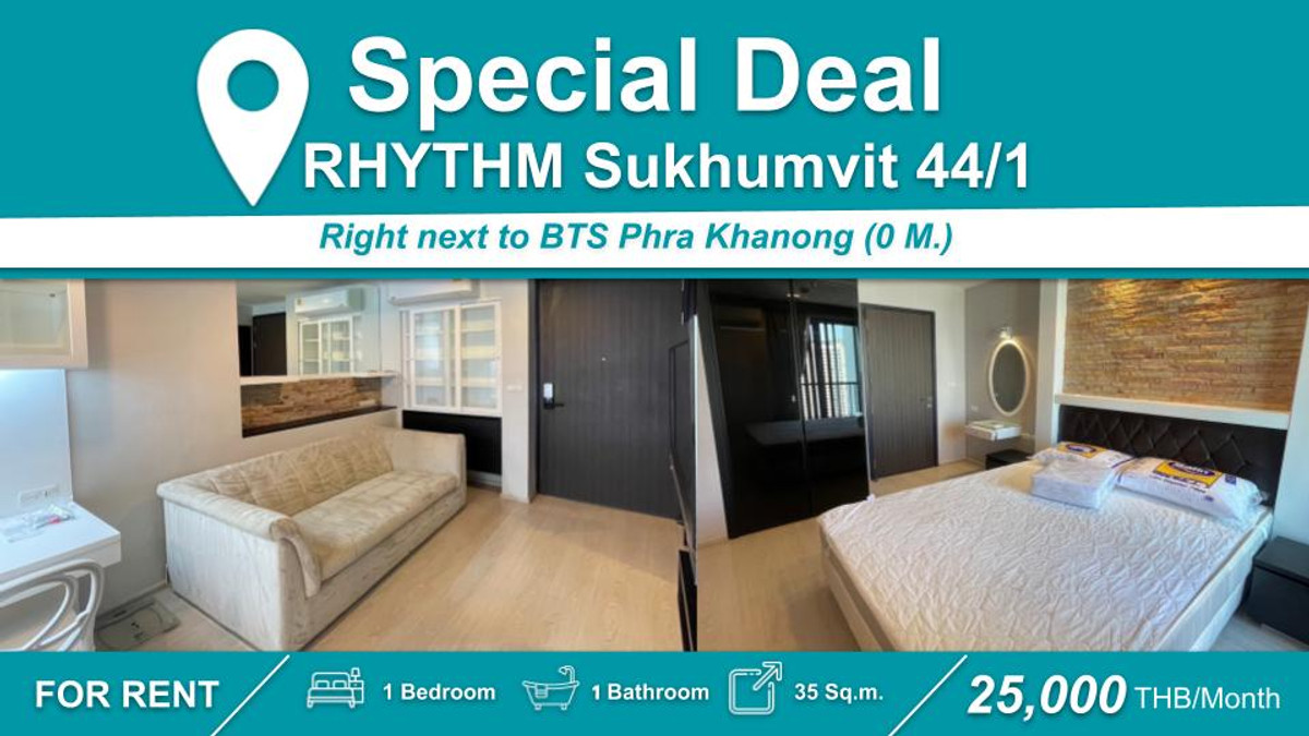 For RentCondoOnnut, Udomsuk : (For Rent) Condo RHYTHM Sukhumvit 44/1 🚆 BTS Phra Khanong 