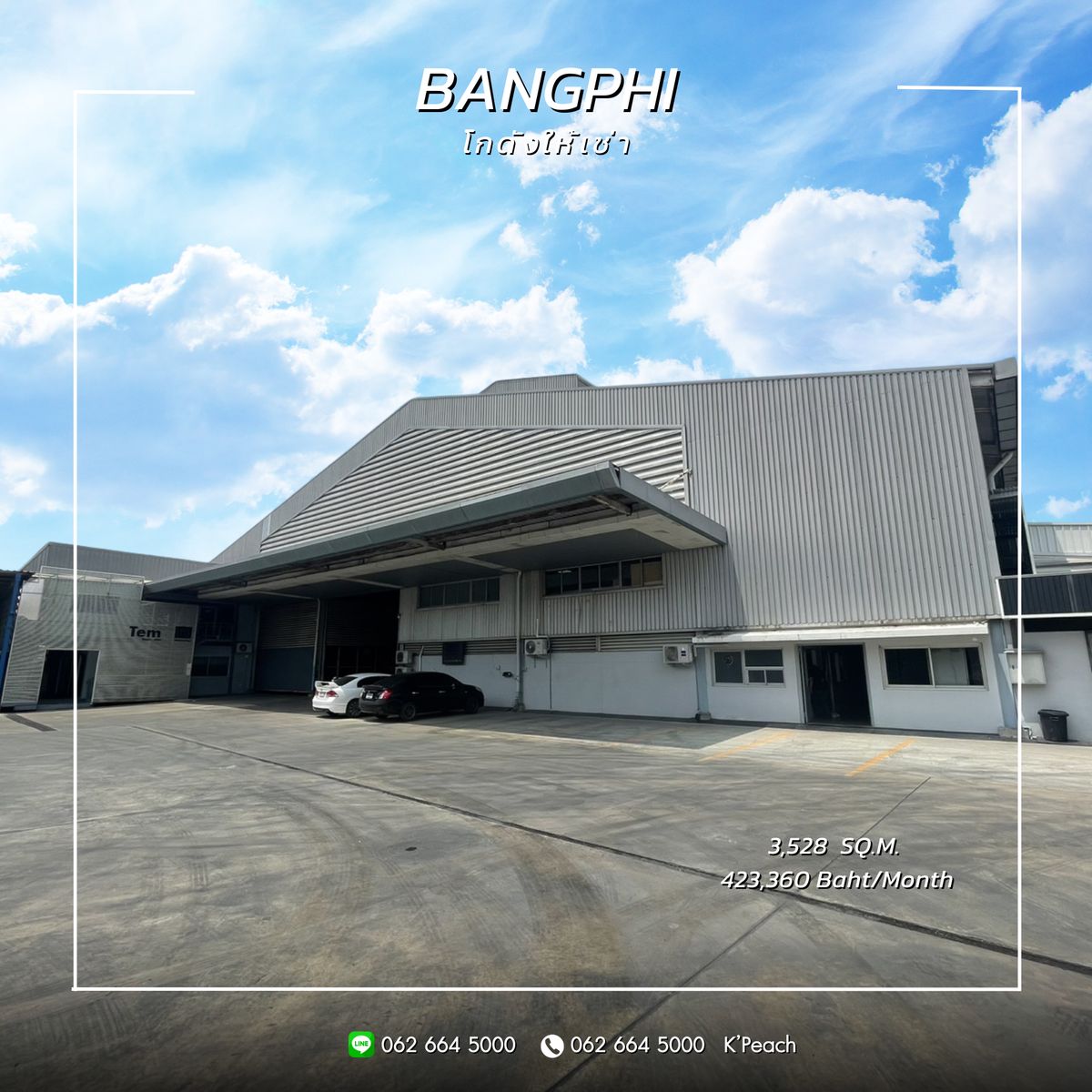 For RentWarehouseSamut Prakan,Samrong : For rent‼ Warehouse with office 3,700 sq.m. 💥 Thepharak Bang Phli, Samut Prakan, near Suvarnabhumi Airport Near the motorway 📍 suitable as a distribution center Stock Operations Storage, Studio / Fulfillment / Packaging / Storage / Drop Shipping ✨ 
 

