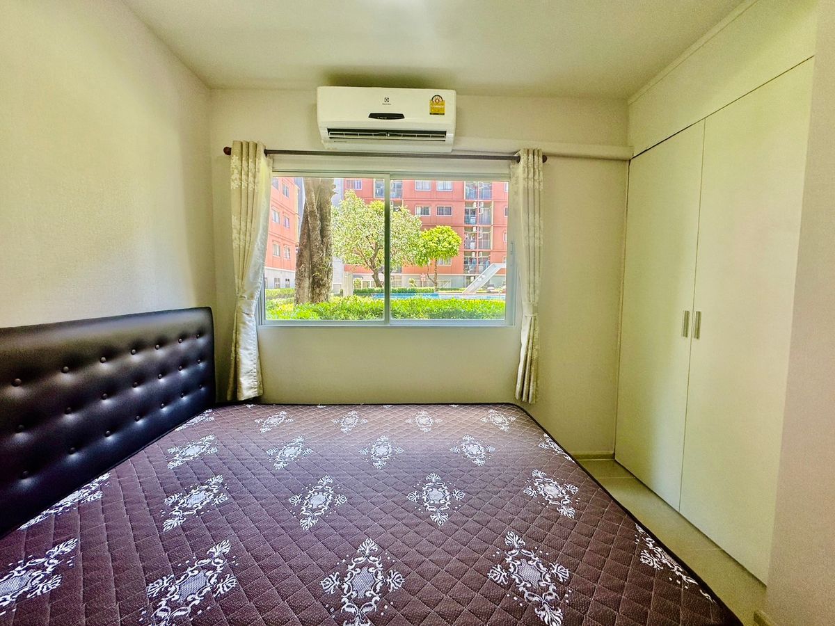 For SaleCondoPathum Thani,Rangsit, Thammasat : Condo for sale – great for both investment and living! Plum Condo Park Rangsit Phase 3, Building A, Ground Floor, 22.05 sq.m., pool view, fully furnished and move-in ready.