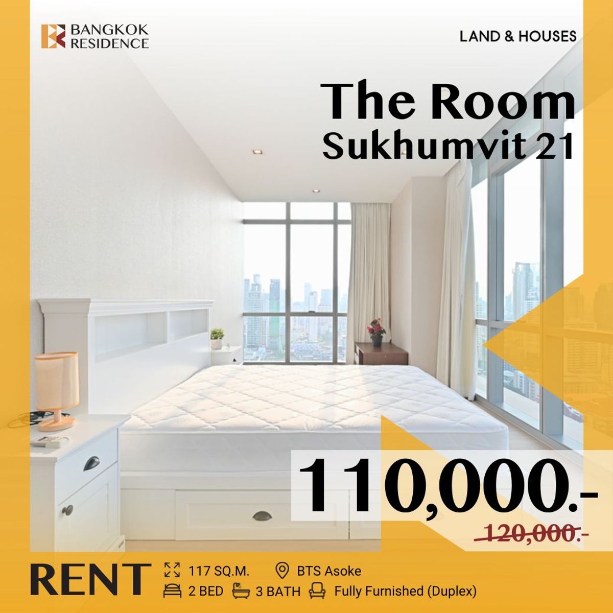 ให้เช่าคอนโดสุขุมวิท อโศก ทองหล่อ : The Room Sukhumvit 21 🛌🏻 2 ห้องนอนกว้าง ใจกลางอโศก วิววัฒนาสวยโดดเด่น 💫ใกล้ BTS อโศก