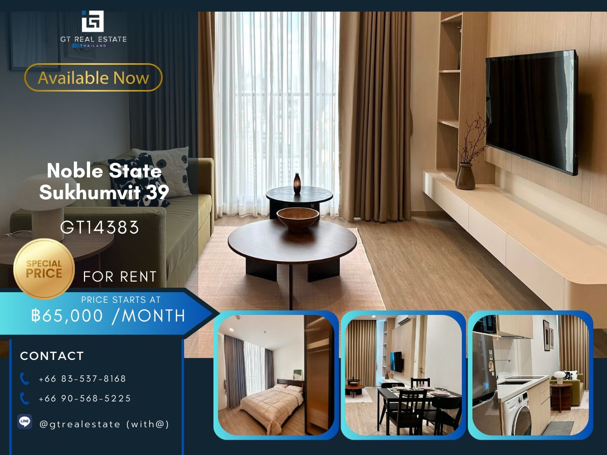 For RentCondoSukhumvit, Asoke, Thonglor : Noble State Sukhumvit 39, convenient transportation, near BTS, have a beautiful room shuttle, full furniture Ready to stay immediately