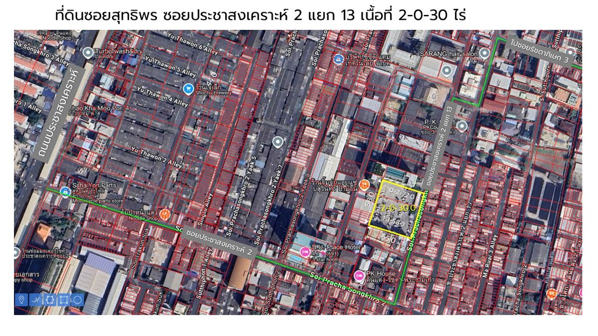 For SaleLandRatchadapisek, Huaikwang, Suttisan : Soi Sutthiporn Land Soi Pracha Songkhro 2, Intersection 13, area of 2-0-30 rai