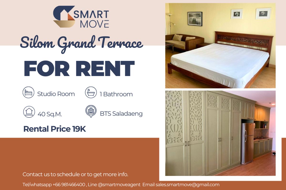 For RentCondoSilom, Saladaeng, Bangrak : 🔥 For Rent !!🔥 Code C20230204030..........Silom Grand Terrace, Studio room, 1 bathroom, Good location, furnished, ready to move in 📣📣