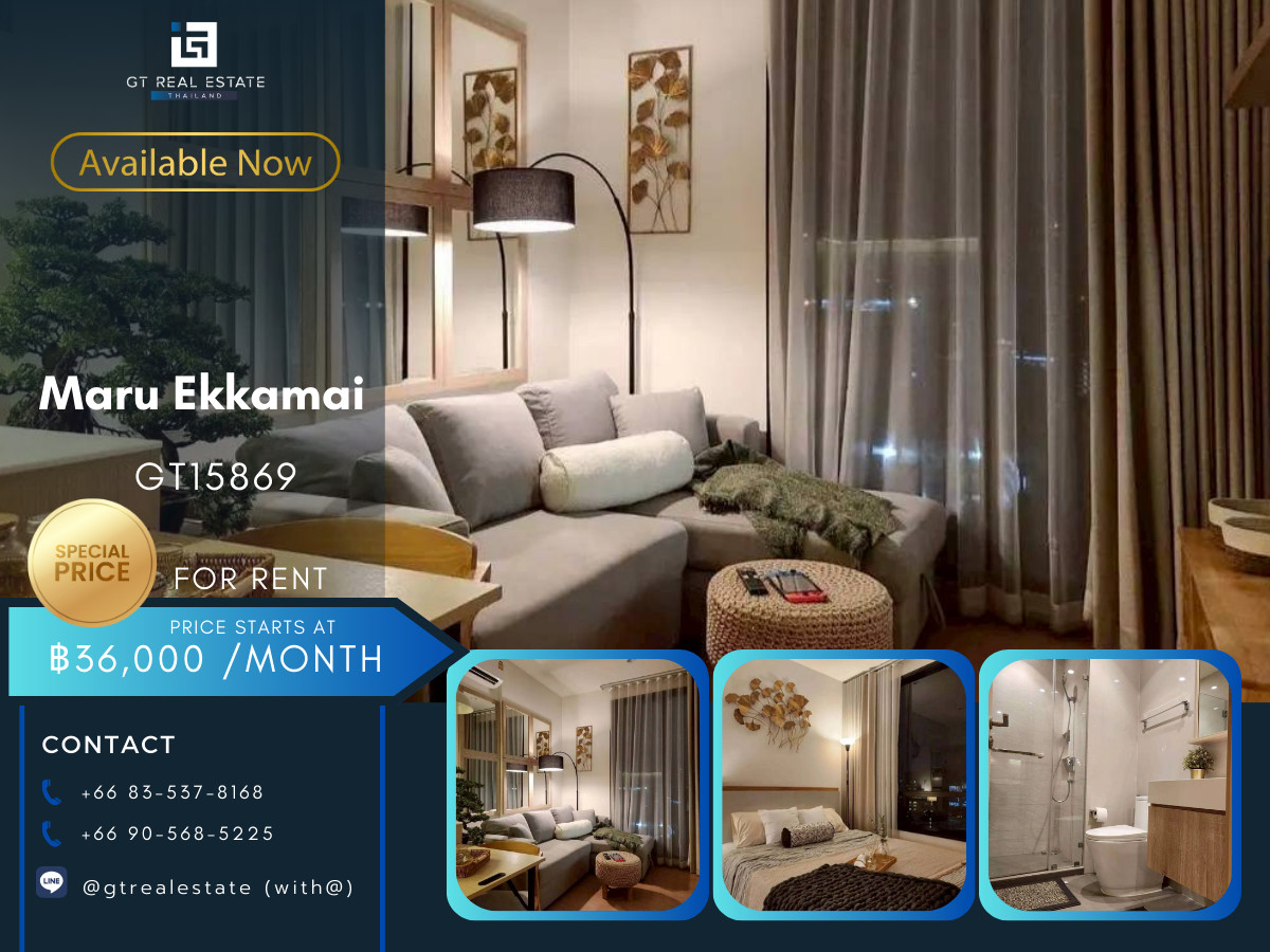 For RentCondoSukhumvit, Asoke, Thonglor : ✨ GT15869 | Condo Maru Ekkamai 2, convenient travel, near BTS, there is a shuttle, beautiful room, fully furnished, ready to move in!!