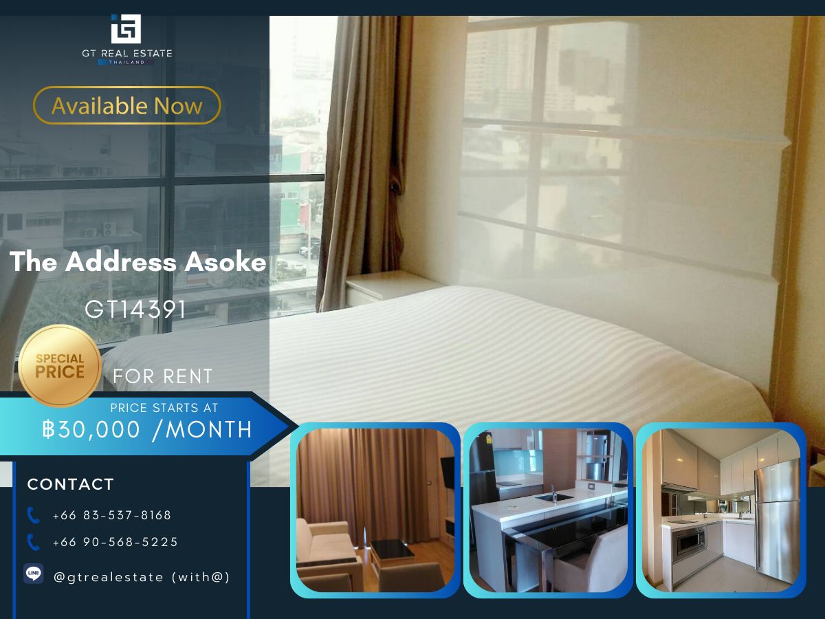 For RentCondoRama9, Petchburi, RCA : The Address Asoke Condo is convenient to travel near the BTS train.
