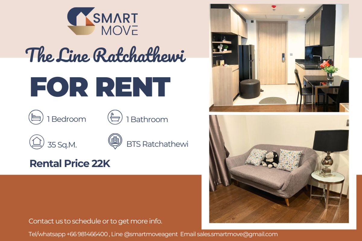 For RentCondoRatchathewi,Phayathai : 🔥 For Rent !!🔥 Code C20230209252..........The Line Ratchathewi, 1 bedroom, 1 bathroom, high floor 11++, pool view, furnished, ready to move in 📣📣