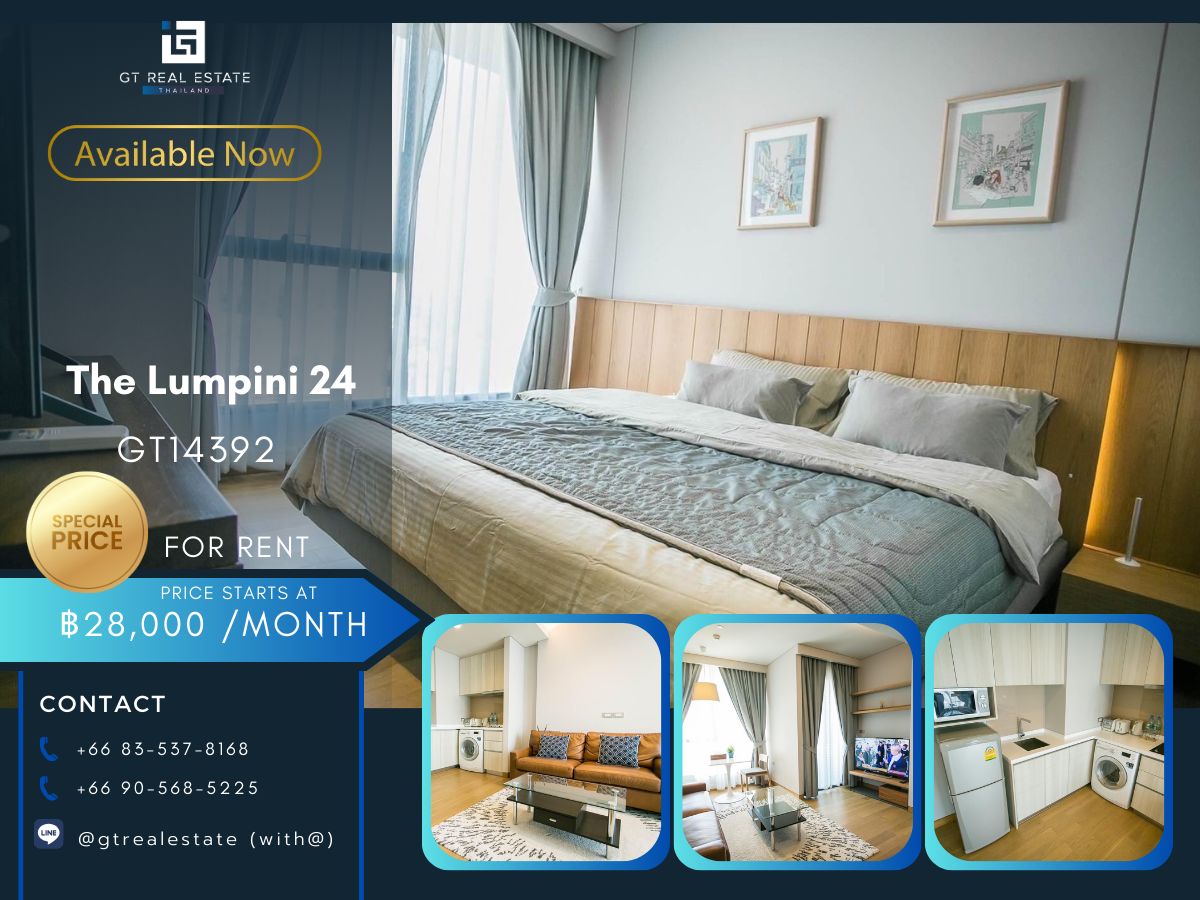 ให้เช่าคอนโดสุขุมวิท อโศก ทองหล่อ : คอนโด The Lumpini 24 เดินทางสะดวก ใกล้รถไฟฟ้าบีทีเอส มีรถรับส่ง ห้องแต่งสวย เฟอร์นิเจอร์ครบ พร้อมอยู่