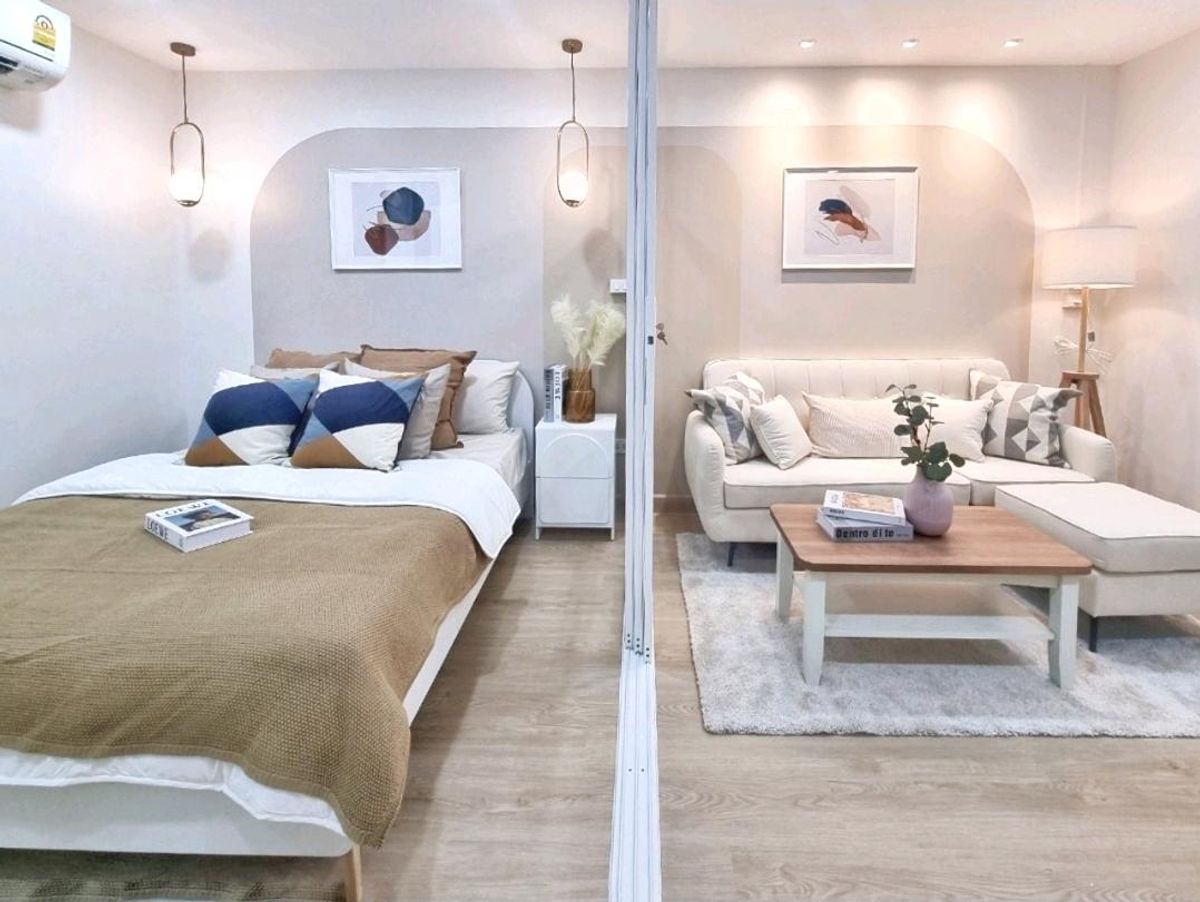 For SaleCondoLadprao101, Happy Land, The Mall Bang Kapi : Carrying the bag in. Sell a studio, Ladprao 102, new room, function, size 30+ sq.m.