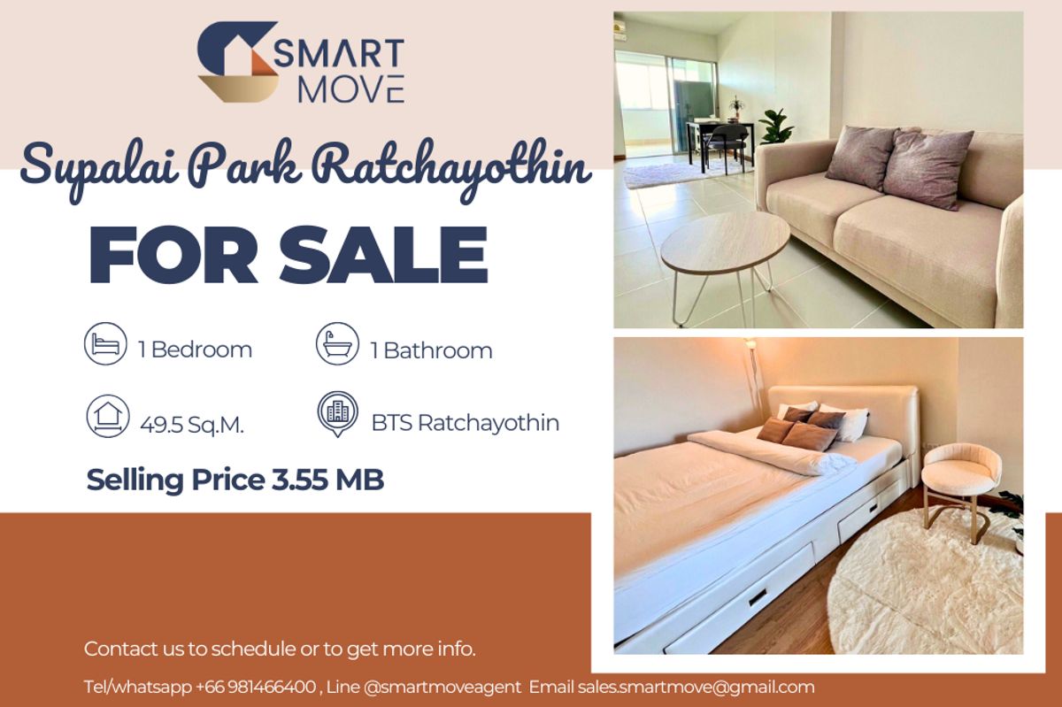 For SaleCondoKasetsart, Ratchayothin : 🔥 Sale with tenant !! 🔥 Code C20241000049..........Supalai Park Ratchayothin, 1 bedroom, 1 bathroom, City View, high floor 28++, South Facing, furnished, Special Deal!!📣📣