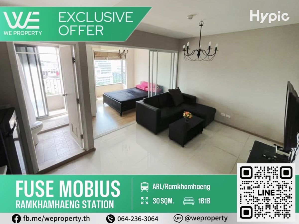 For SaleCondoRamkhamhaeng, Hua Mak : Beautiful room, good location Firing ⭐Fuse Mobius Ramkhamhaeng-Khlong Tan