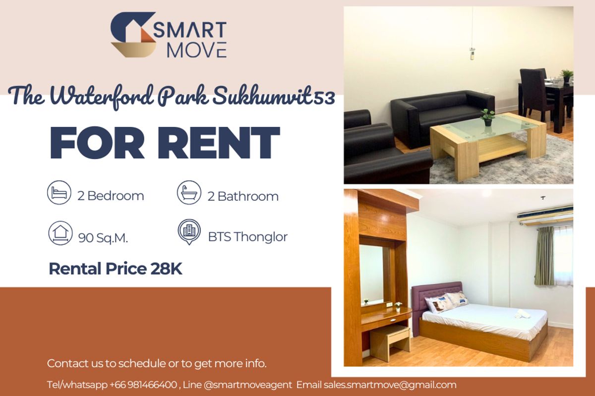 For RentCondoSukhumvit, Asoke, Thonglor : 🔥 For Rent !! 🔥 Code C20250800031..........The Waterford Park Sukhumvit 53, 2 bedroom, 2 bathroom, furnished, ready to move in 📣📣