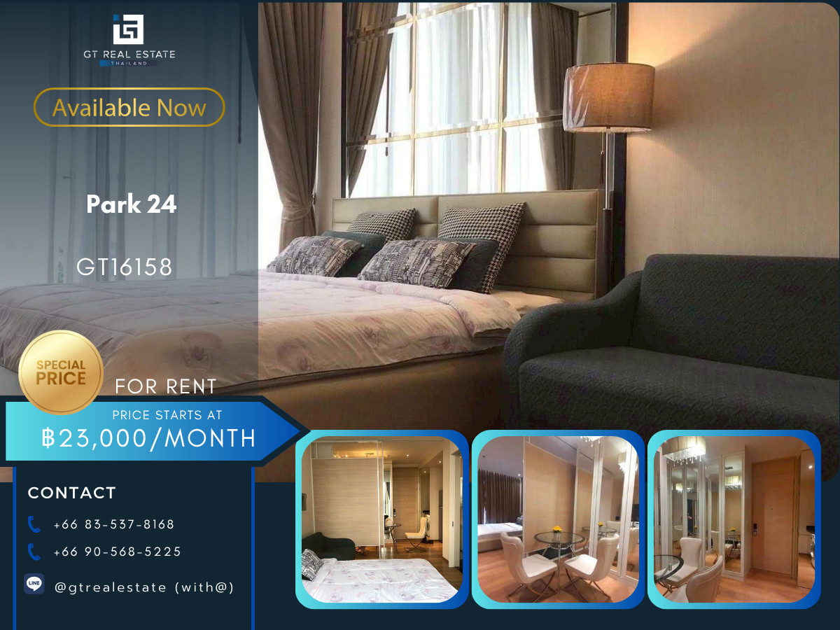 For RentCondoSukhumvit, Asoke, Thonglor : ✨ GT16158 | Condo Park 24, convenient travel, near BTS, there is a shuttle, beautiful room, fully furnished, ready to move in.