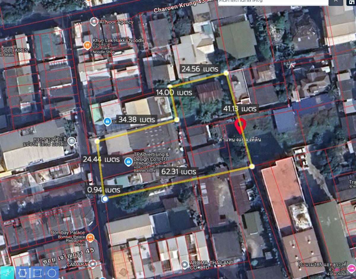 For SaleLandSilom, Saladaeng, Bangrak : Land for sale 1 rai‼ ️ In the heart of Bangkok, beautiful plot‼ ️ Soi Charoen Krung 43, land size: 1-34 rai (434 square wah), price 104,000,000 baht