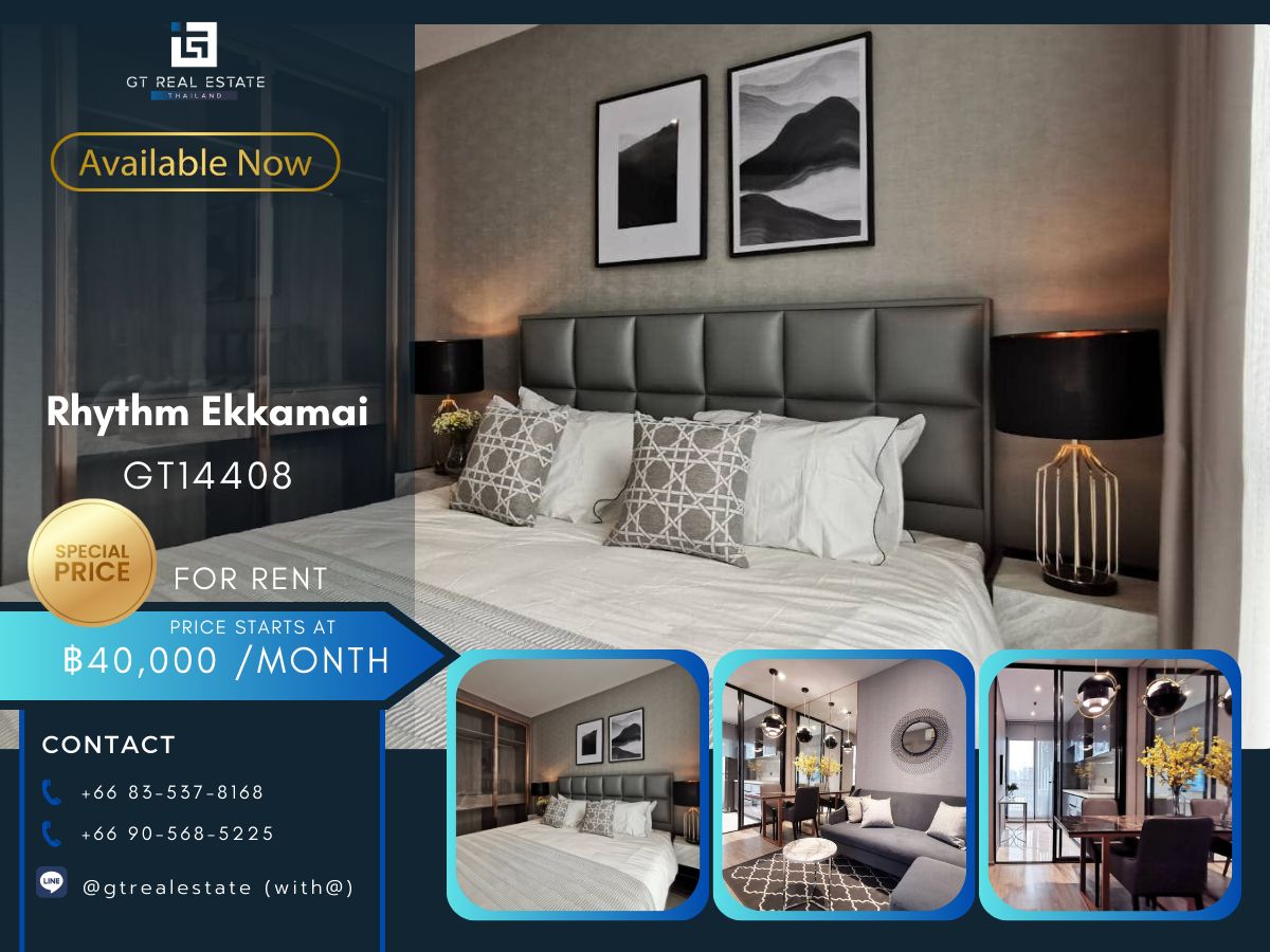 For RentCondoSukhumvit, Asoke, Thonglor : Rhythm Ekkamai Condo is convenient to travel near the BTS train. There is a beautiful room shuttle.