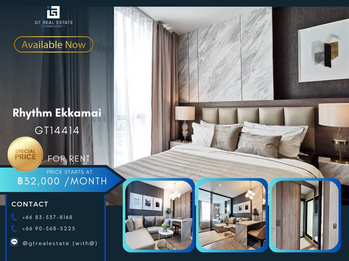 For RentCondoSukhumvit, Asoke, Thonglor : Rhythm Ekkamai Condo is convenient to travel near the BTS train. There is a beautiful room shuttle.