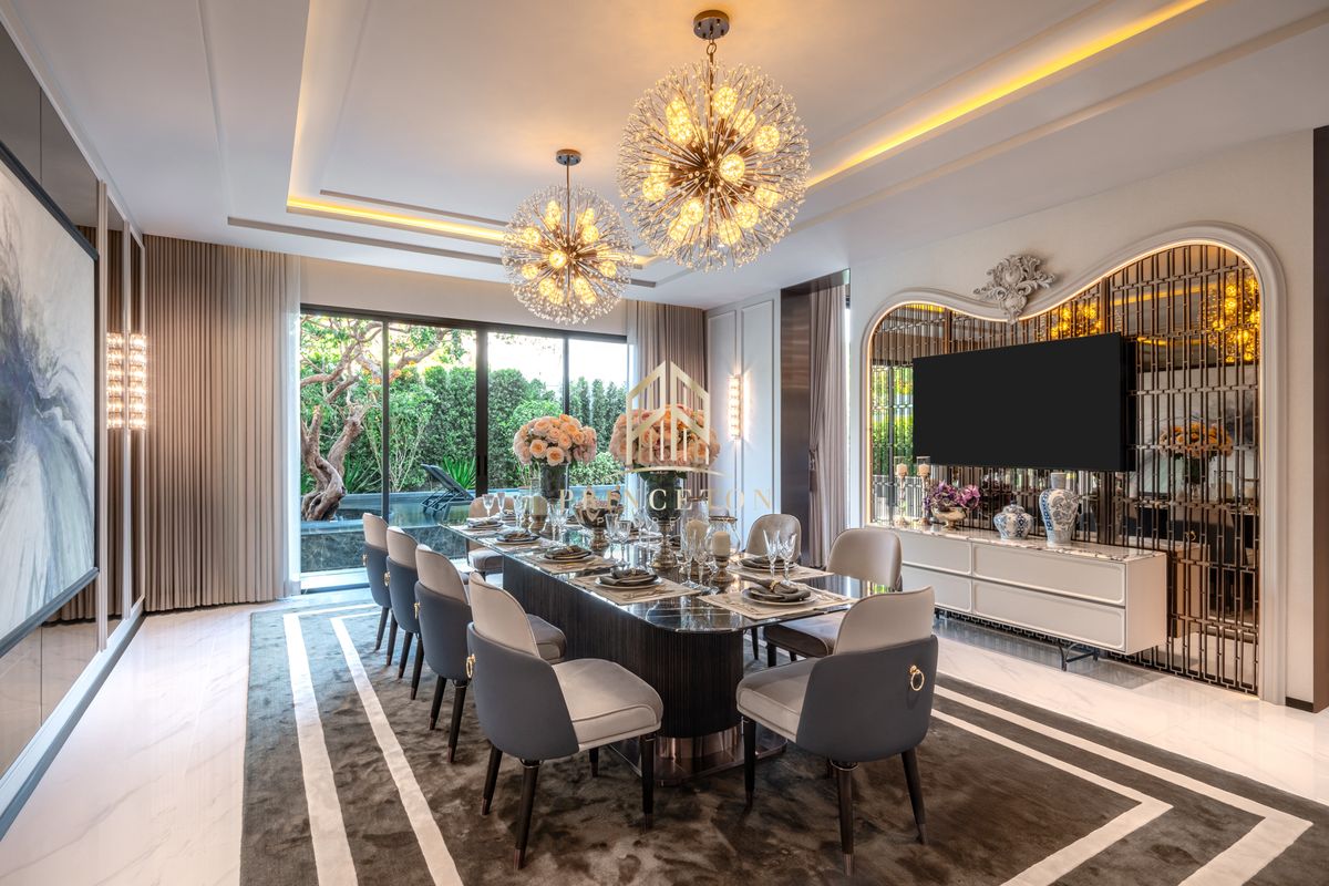 For SaleHouseBangna, Bearing, Lasalle : Exclusive 3-Storey Luxury House, CINQ ROYAL The Eighteen, Bangna KM.7 📞092-4252445