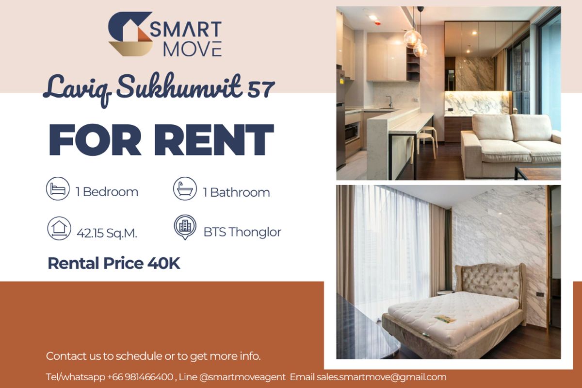 For RentCondoSukhumvit, Asoke, Thonglor : 🔥 For Rent !! 🔥 Code C20250800054..........Laviq Sukhumvit 57, 1 bedroom, 1 bathroom, There is a bathtub, furnished, ready to move in 📣📣