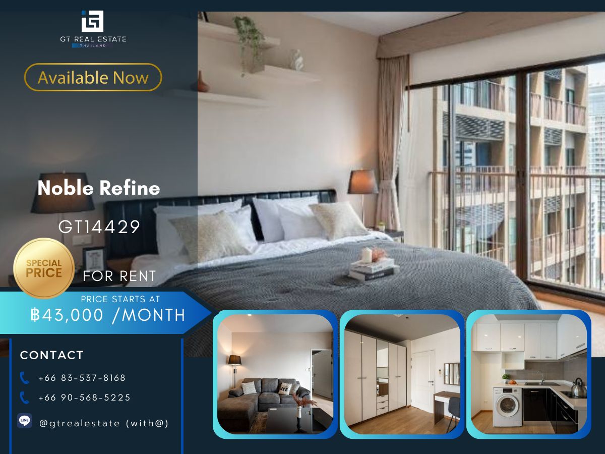 ให้เช่าคอนโดสุขุมวิท อโศก ทองหล่อ : คอนโด Noble Refine เดินทางสะดวก ใกล้รถไฟฟ้าบีทีเอส มีรถรับส่ง ห้องสวย เฟอร์นิเจอร์ครบ พร้อมอยู่